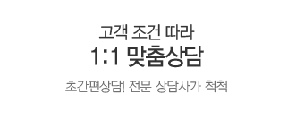고객 조건 따라 1:1 맞춤상담 초간편상담! 전문 상담사가 척척